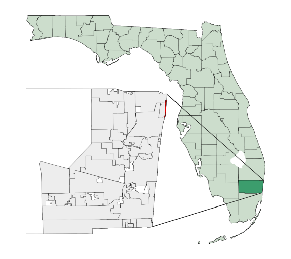 Hillsboro Beach, Florida city map — HOA communities