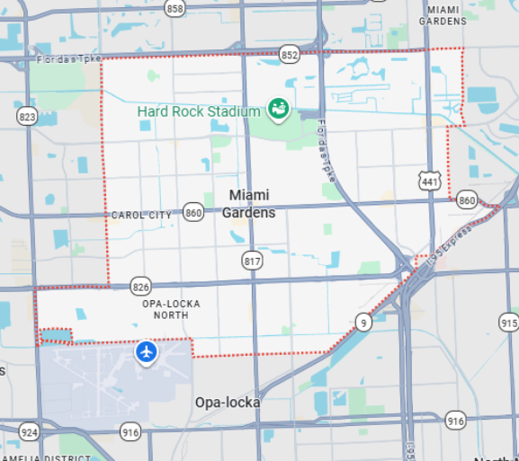 Miami Gardens, Florida city map — HOA communities