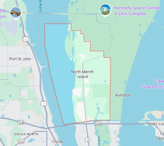 North Merritt Island, Florida city map — HOA communities