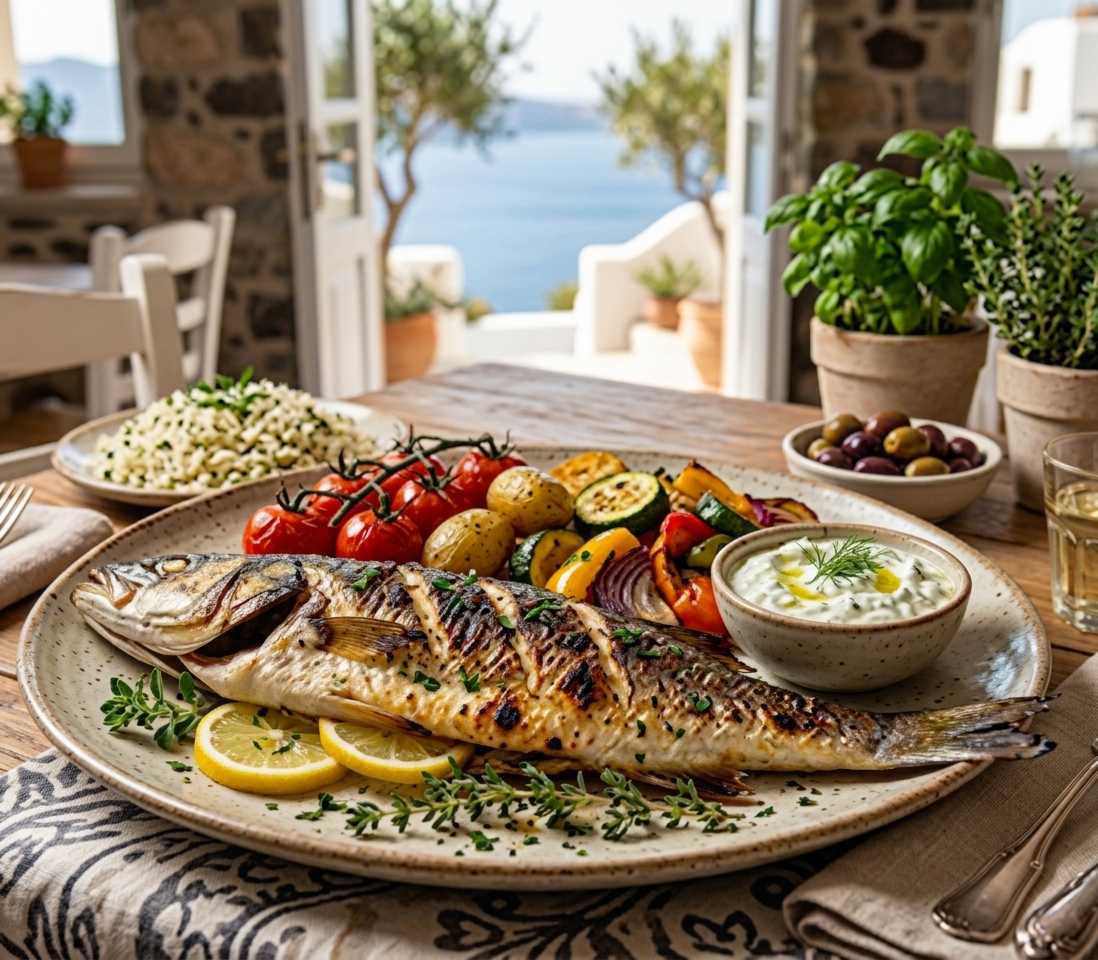 Bronzini platter at Ethos Greek Bistro