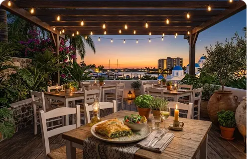 Patio dining at Ethos Greek Bistro
